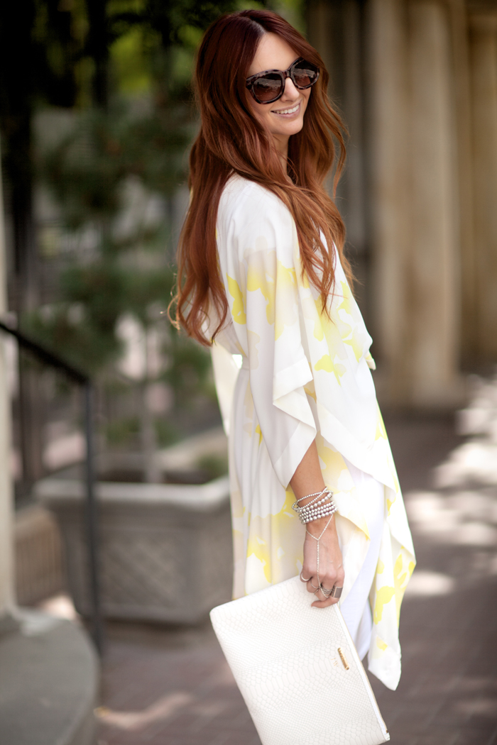 Yellow Printed Kimono Dress | Little J Style