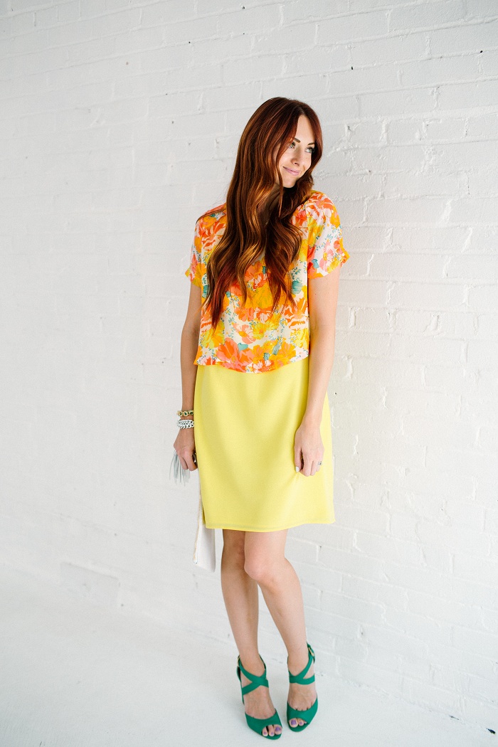 Oasap Top, Calvin Klein Yellow Dress | www.LittleJStyle.com