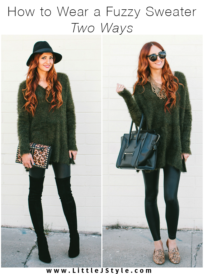 How to Wear a Fuzzy Sweater Two Ways This Winter