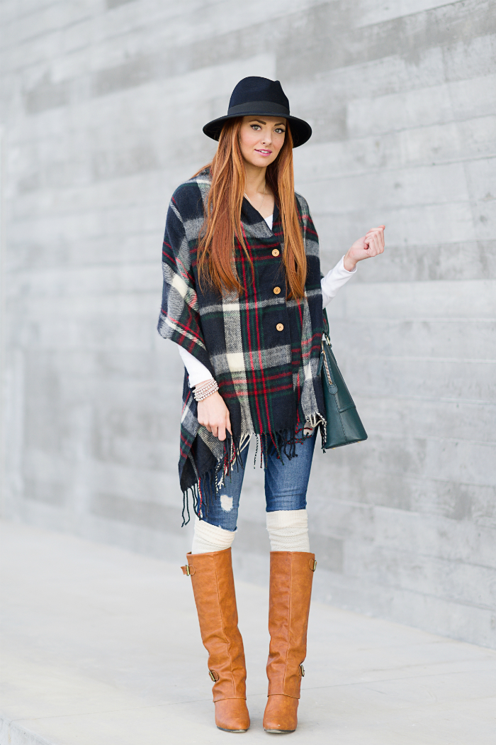 tartan button scarf for winter | www.LittleJStyle.com