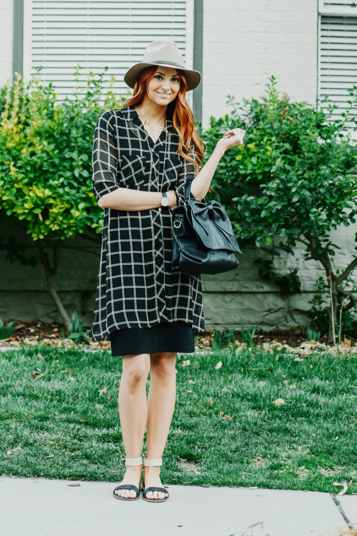 grid print dress | www.LittleJStyle.com