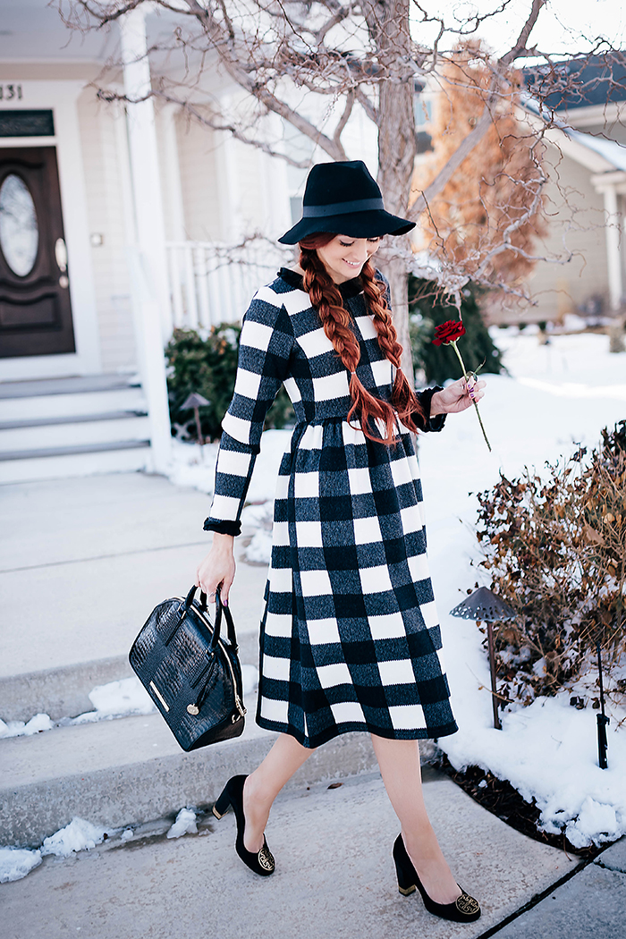 Dainty Jewell gingham sweater dress